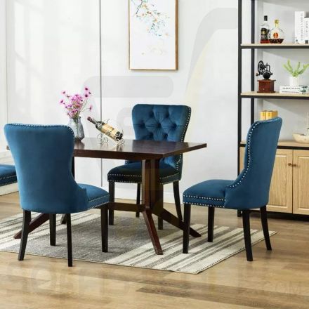 American Style Hotel Furniture Upholstered Fabric Tufted Back Vintage Dining Room Chair