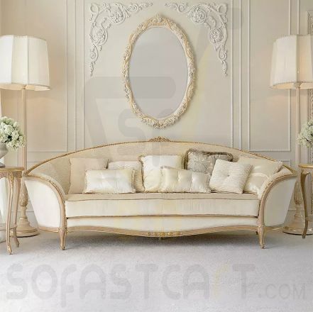 European style living room solid wood carved fabric French sofa arc combination simple sofa design home furniture