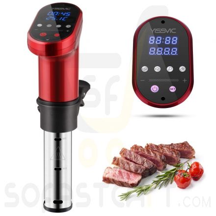 YISSVIC Sous Vide Cooker 1000W Immersion Circulator Sous Vide Vacuum Heater Accurate Temperature Digital Timer Ultra Quiet Working Cooker Red(M)