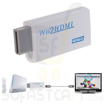 Portable for Wii to HDMI Wii2HDMI Full HD Converter Audio Output Adapter TV White